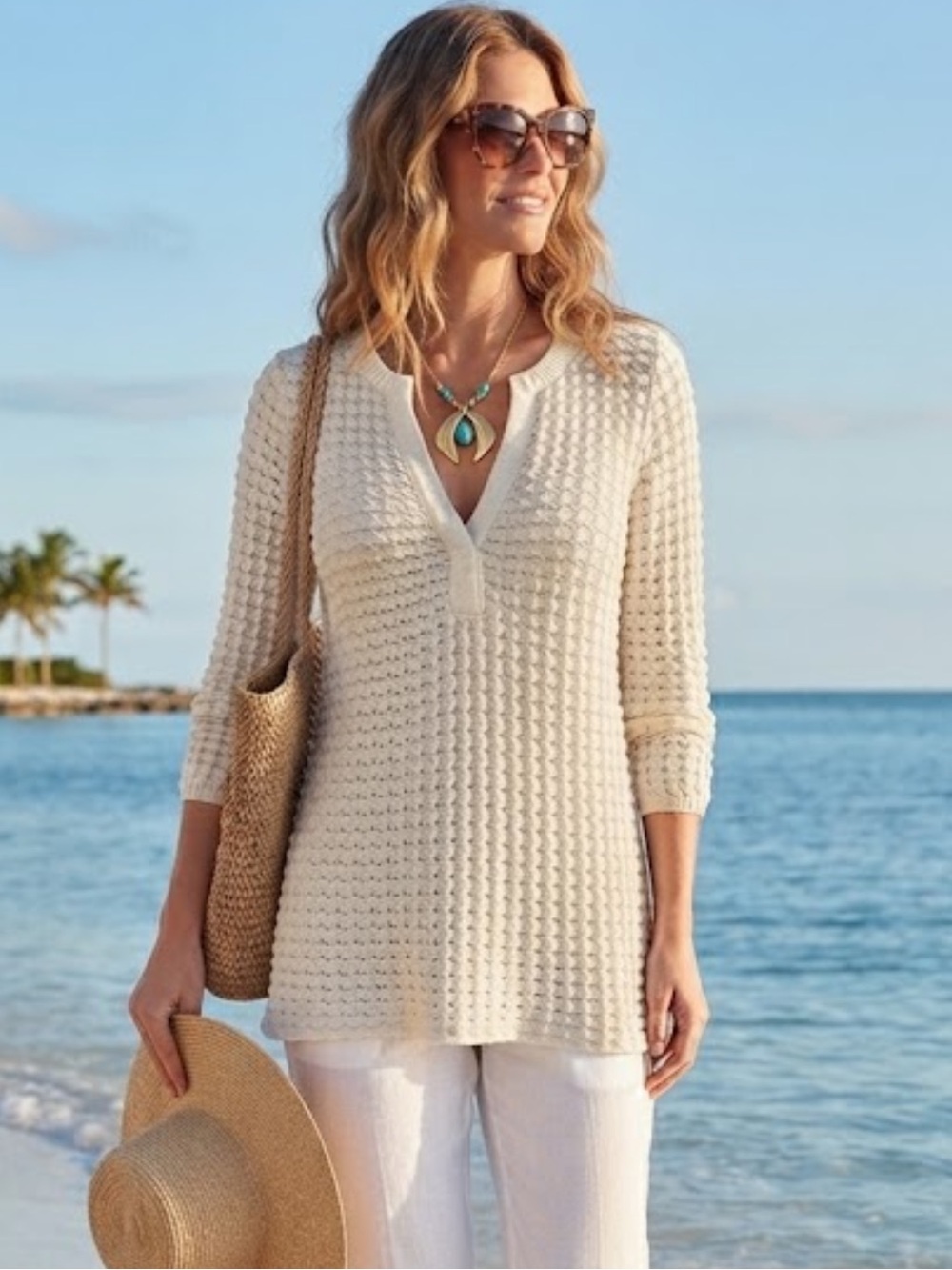Calvin Klein cotton wool cashmere white v neck sweater